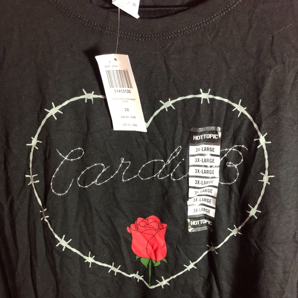 Women's Cardi B Barbed Wire Heart T-shirt - Picture 3 of 3